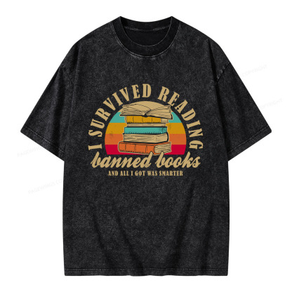 Pagewings I Survived Reading Banned Books Unisex Washed T-shirt