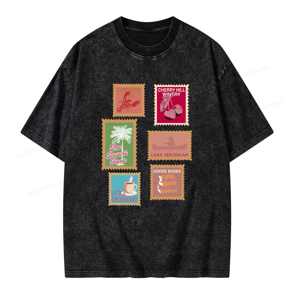 Pagewings Literary Settings Unisex Washed T-shirt