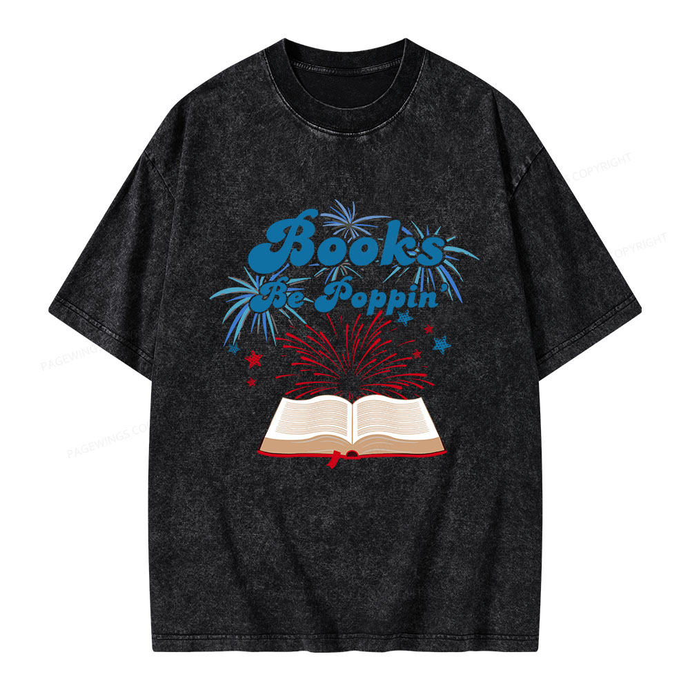 Pagewings Books Be Poppin Unisex Washed T-shirt