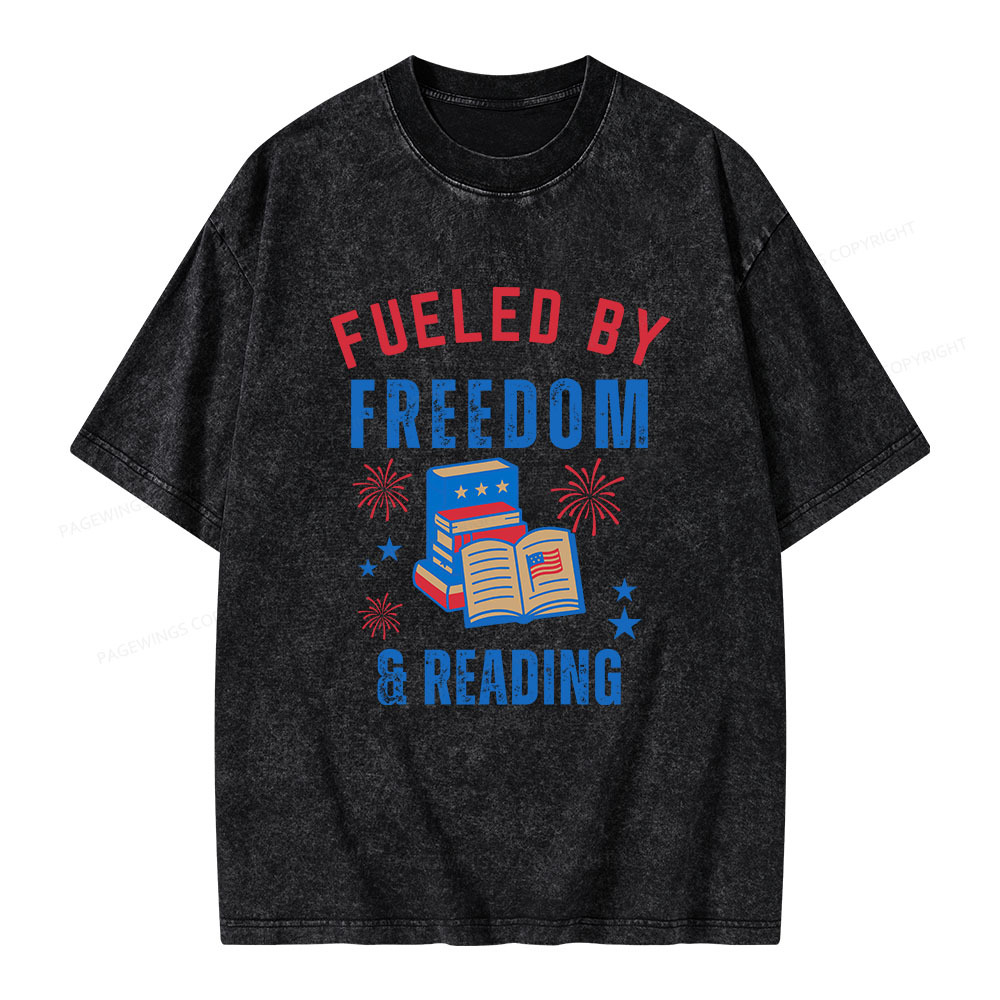 Pagewings Fueled Freedom Reading Unisex Washed T-shirt