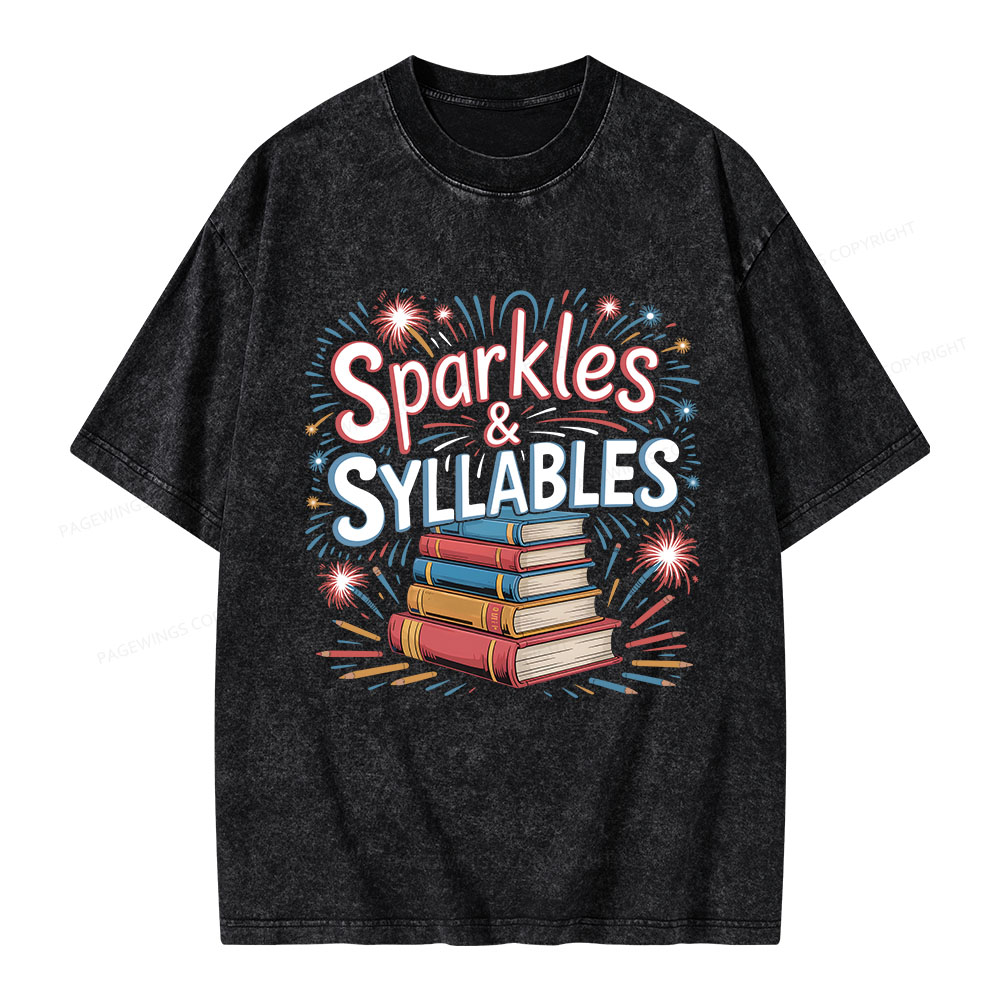 Pagewings Sparkles & Syllables Unisex Washed T-shirt