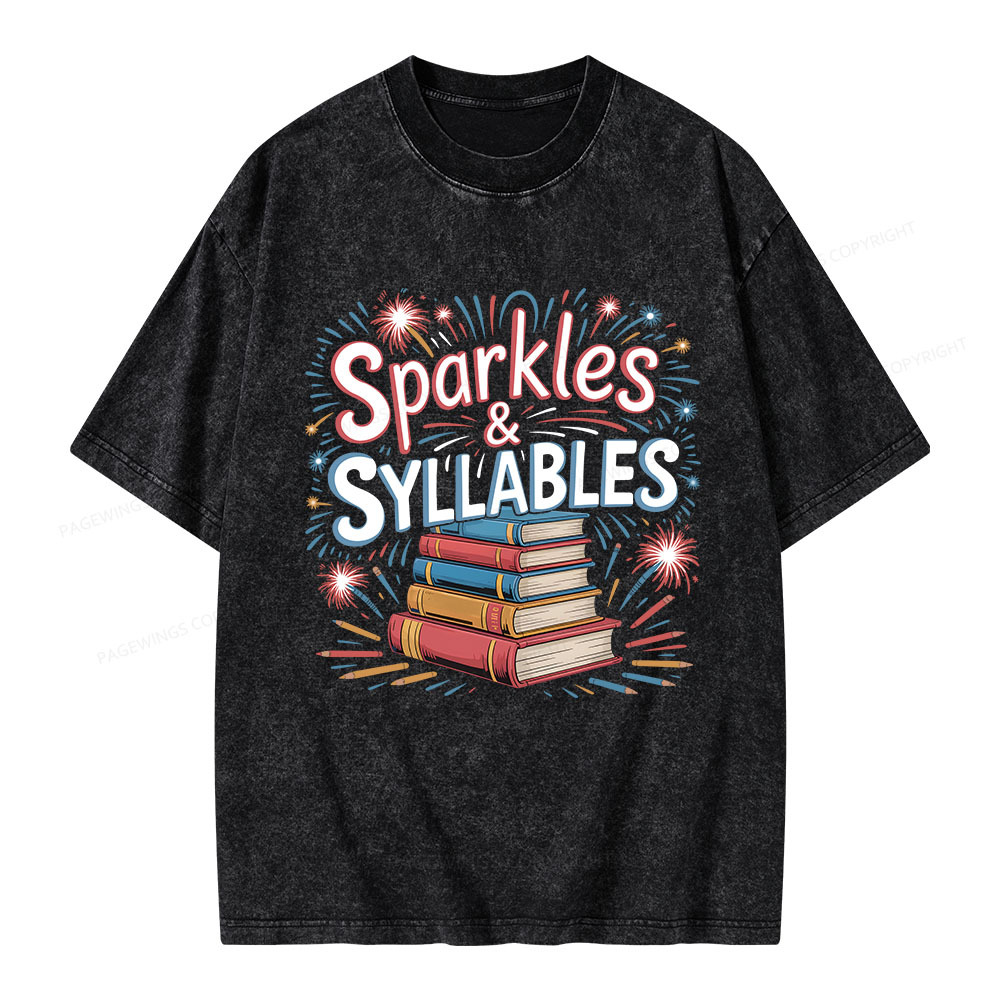 Pagewings Sparkles & Syllables Unisex Washed T-shirt