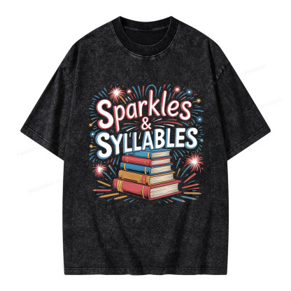 Pagewings Sparkles & Syllables Unisex Washed T-shirt
