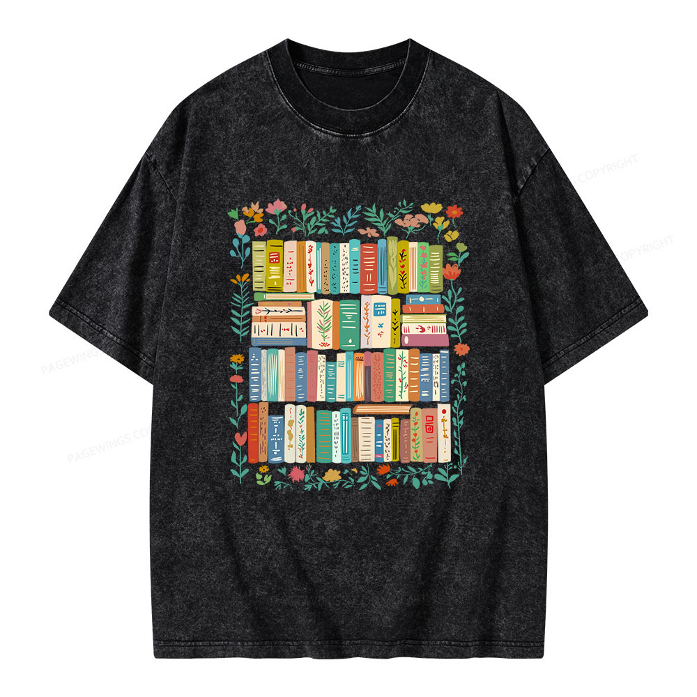 Pagewings Vintage Library Unisex Washed T-shirt