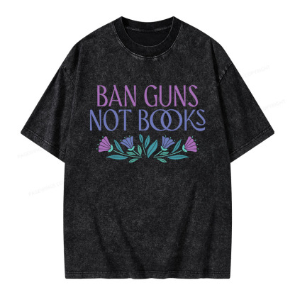 Pagewings Ban Guns Not Books Unisex Washed T-shirt