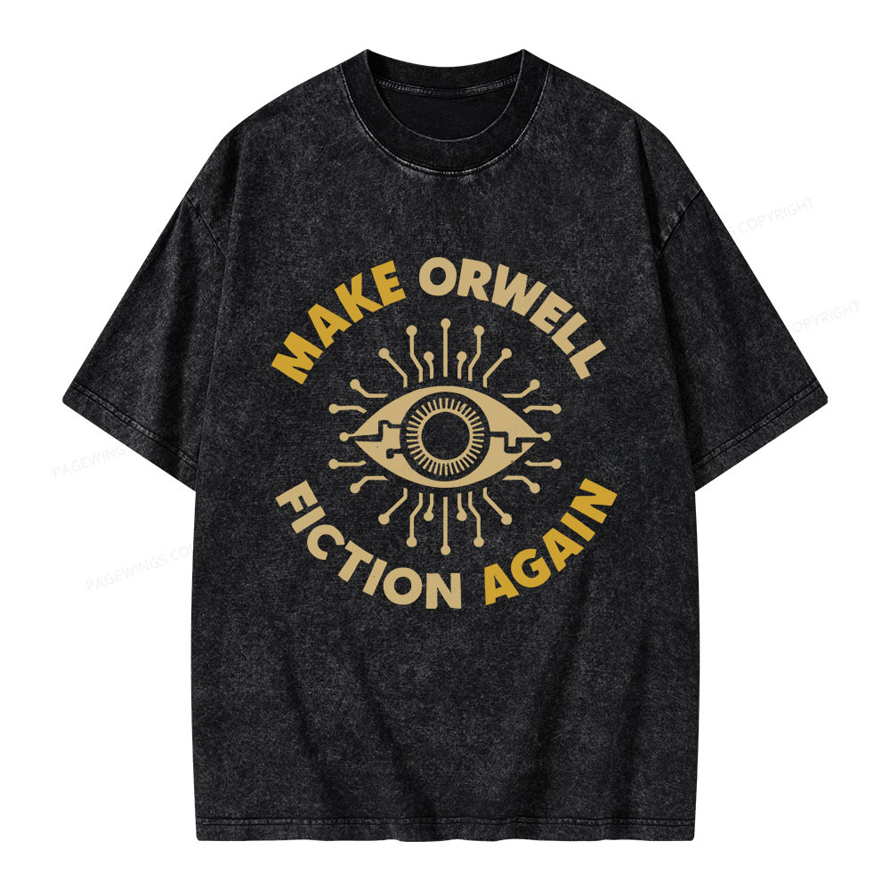 Pagewings Make Orwell Fiction Again Unisex Washed T-shirt