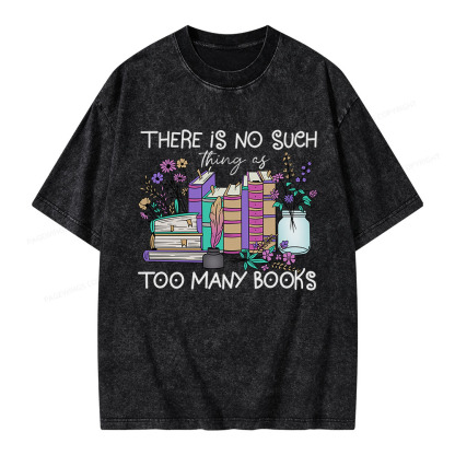 Pagewings No Such Thing as Too Many Books Unisex Washed T-shirt
