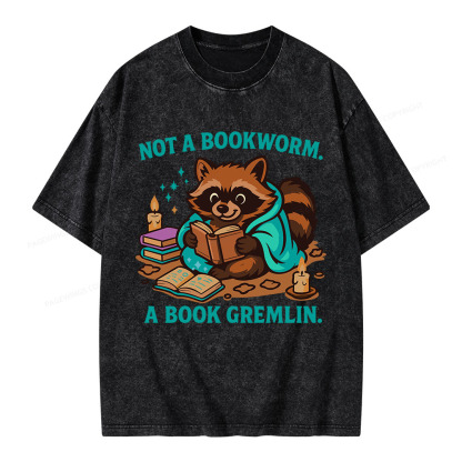 Pagewings Not A Bookworm A Book Gremlin Unisex Washed T-shirt