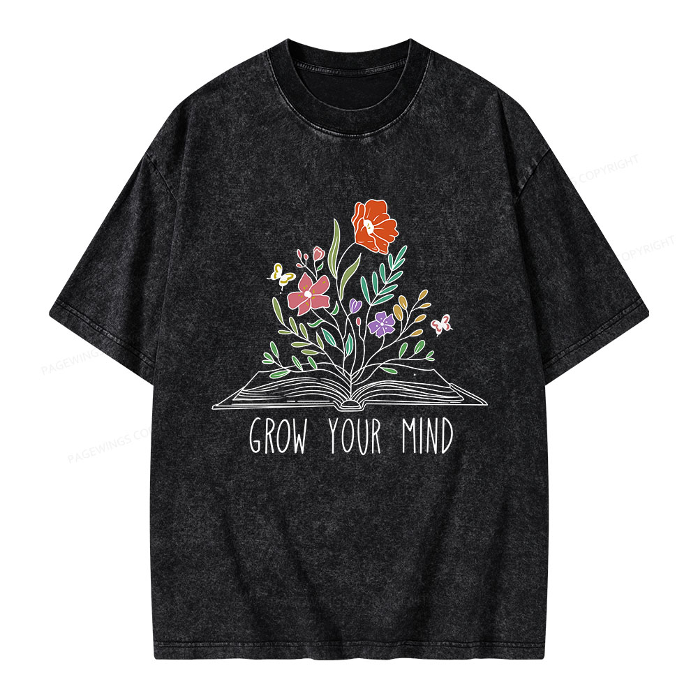 Pagewings Grow Your Mind Unisex Washed T-shirt