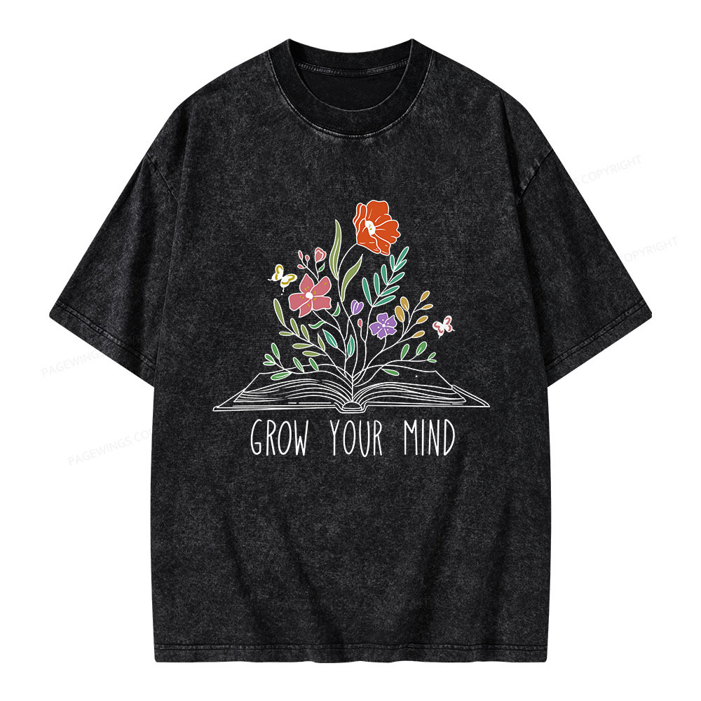 Pagewings Grow Your Mind Unisex Washed T-shirt