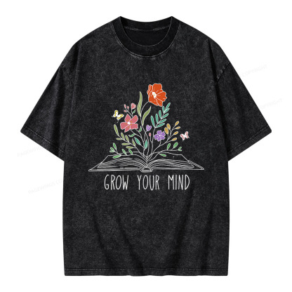 Pagewings Grow Your Mind Unisex Washed T-shirt