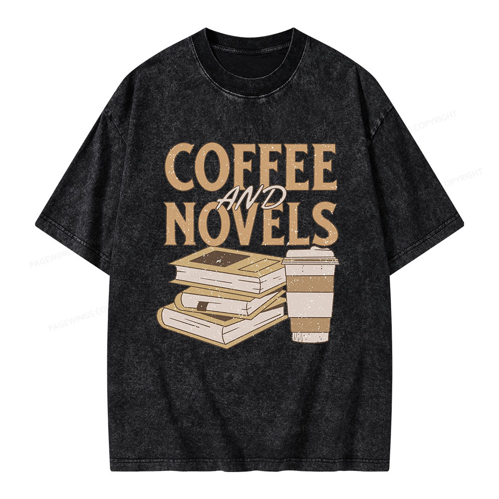 Pagewings Coffee And Novel Unisex Washed T-shirt