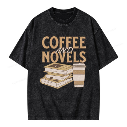 Pagewings Coffee And Novel Unisex Washed T-shirt