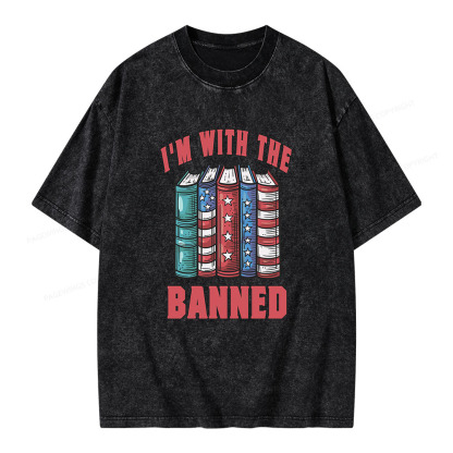 Pagewings I'm With The Banned Unisex Washed T-shirt