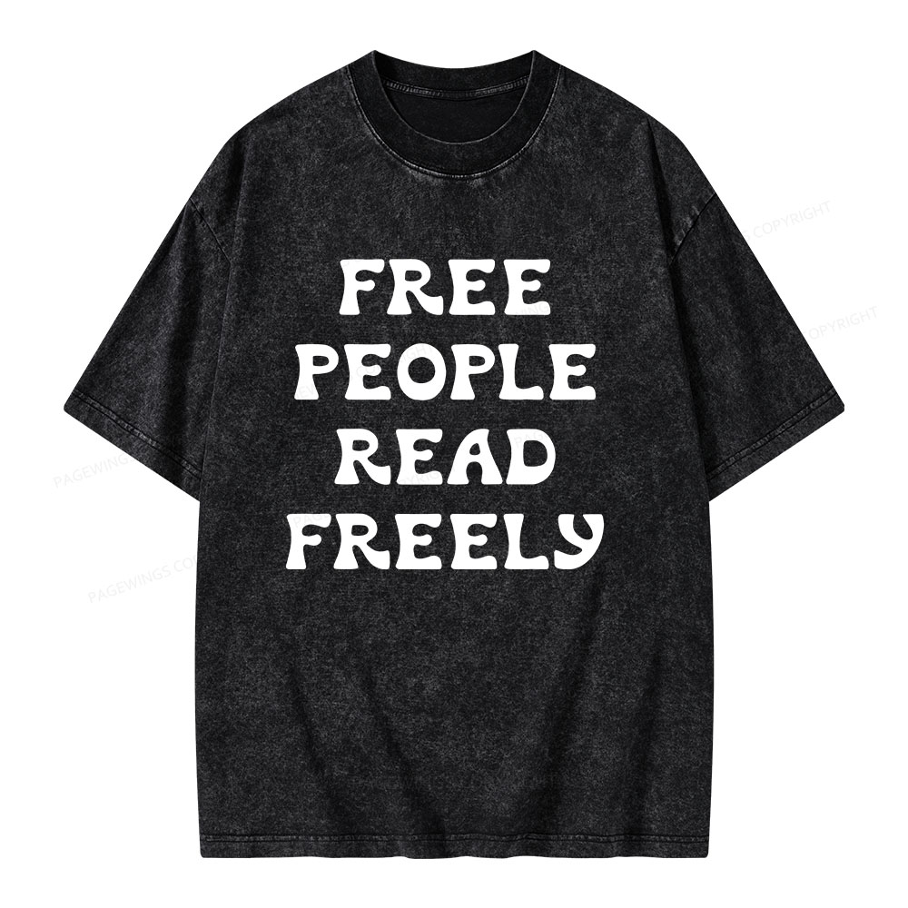 Pagewings Free People Read Freely Unisex Washed T-shirt