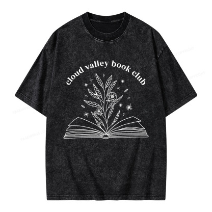Pagewings Personalised Cloud Valley Book Club Unisex Washed T-shirt