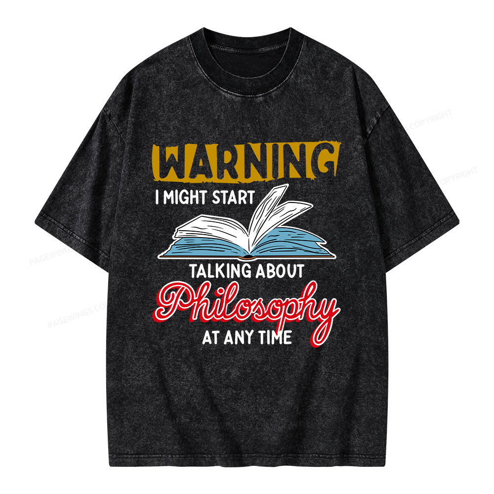 Pagewings Talking About Philosophy At Any Time Unisex Washed T-shirt