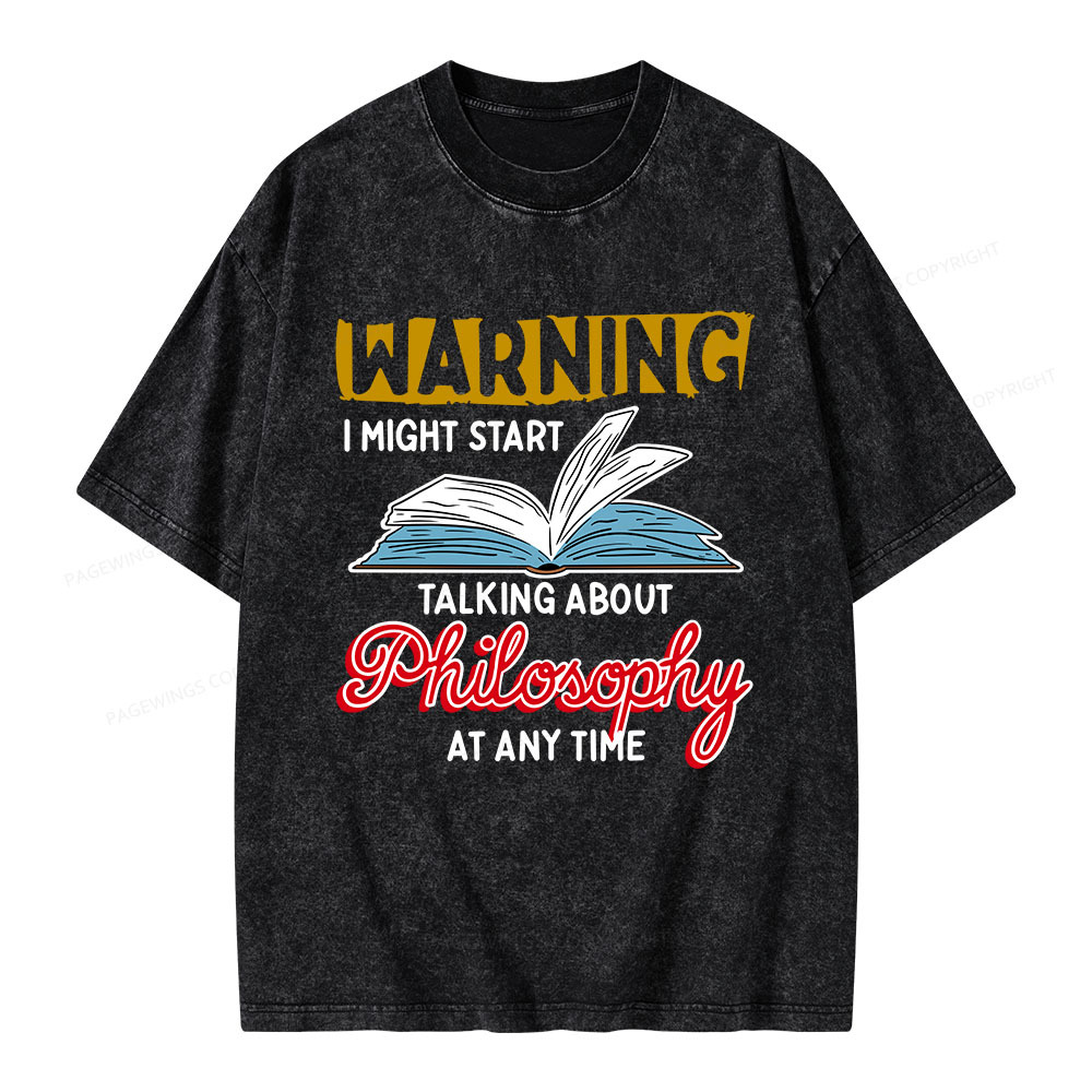 Pagewings Talking About Philosophy At Any Time Unisex Washed T-shirt