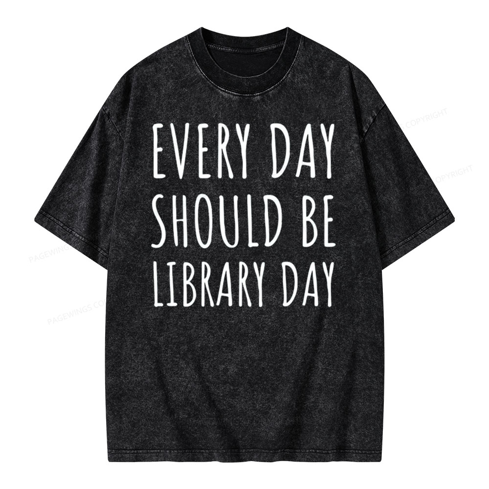 Pagewings Library Day Media Specialist Shirt Library Shirt Unisex Washed T-shirt
