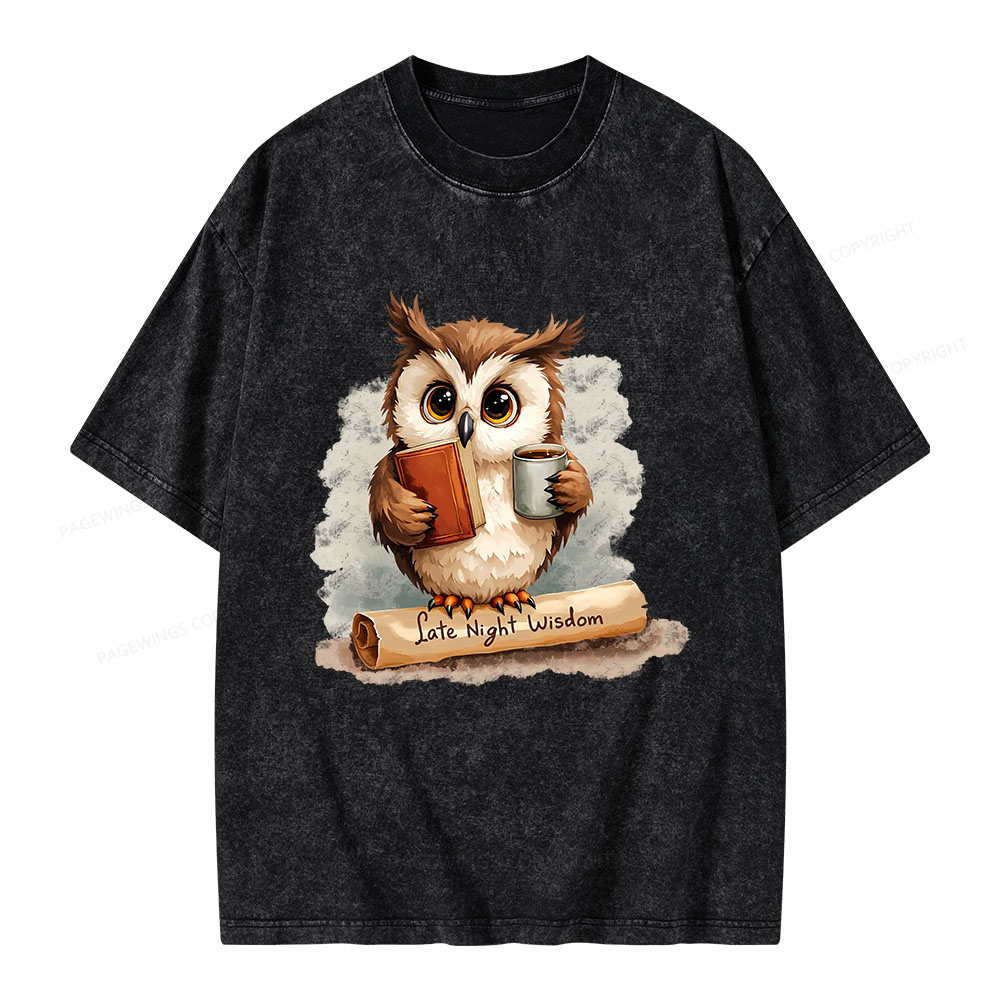 Pagewings Late Night Wisdom Unisex Washed T-shirt