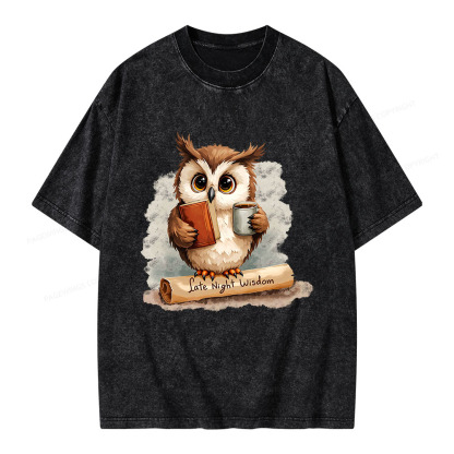 Pagewings Late Night Wisdom Unisex Washed T-shirt