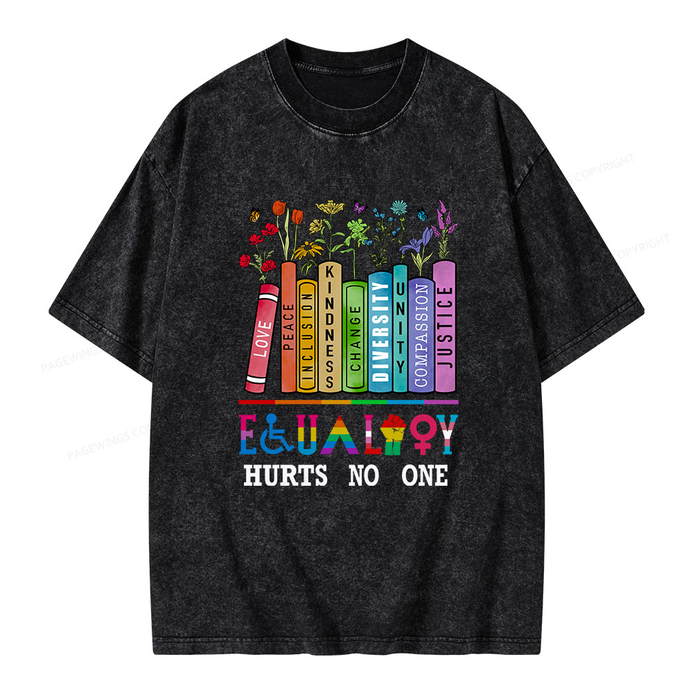 Pagewings Equality Hurts No One Unisex Washed T-shirt