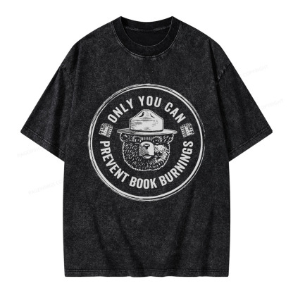 Pagewings Only You Can Prevent Book Burnings Unisex Washed T-shirt