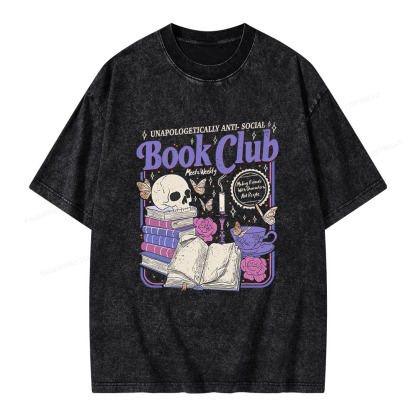 Pagewings Anti Social Book Club Unisex Washed T-shirt