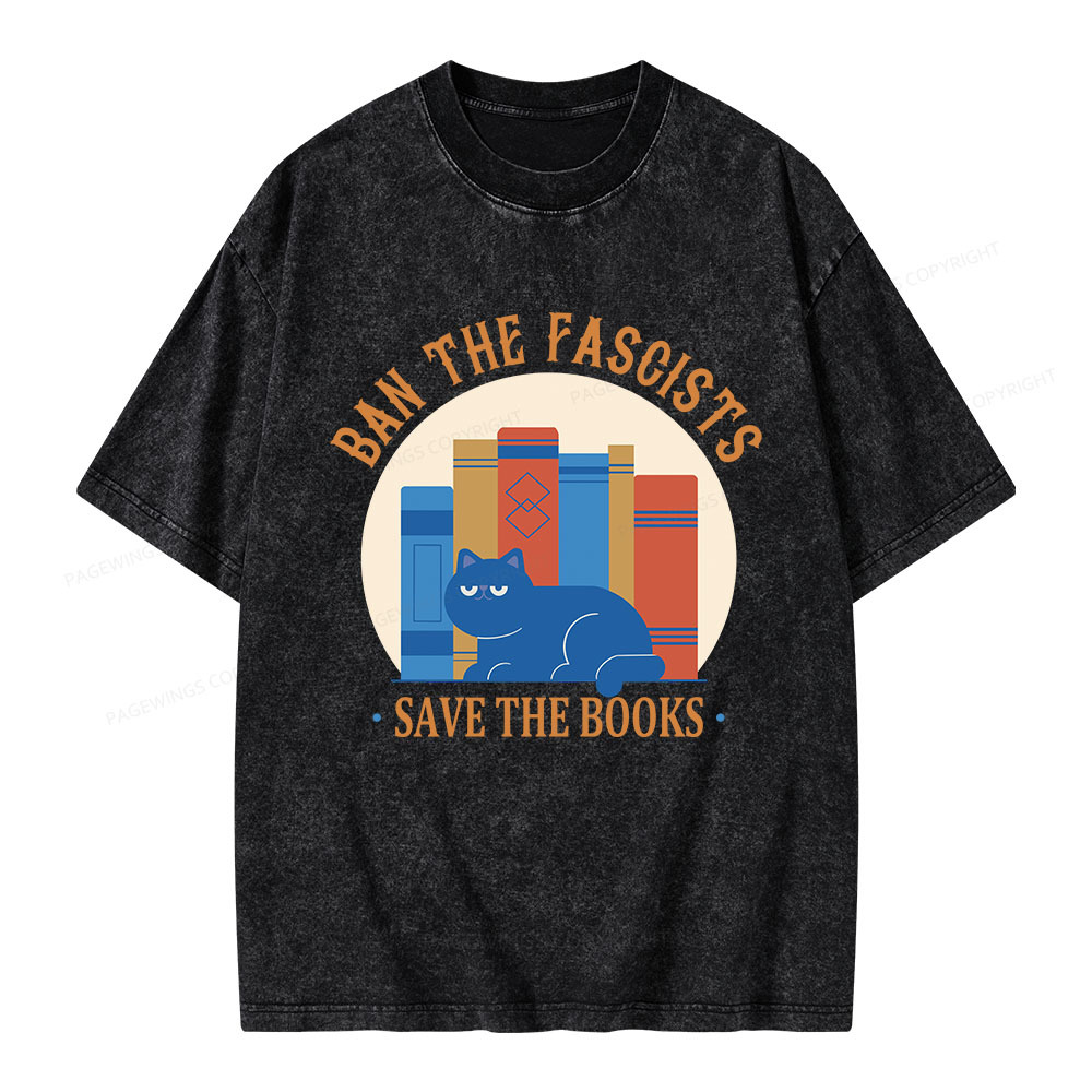 Pagewings Ban The Fascists Save The Books Unisex Washed T-shirt