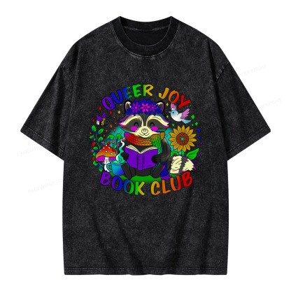 Pagewings Queer Joy Book Club Unisex Washed T-shirt
