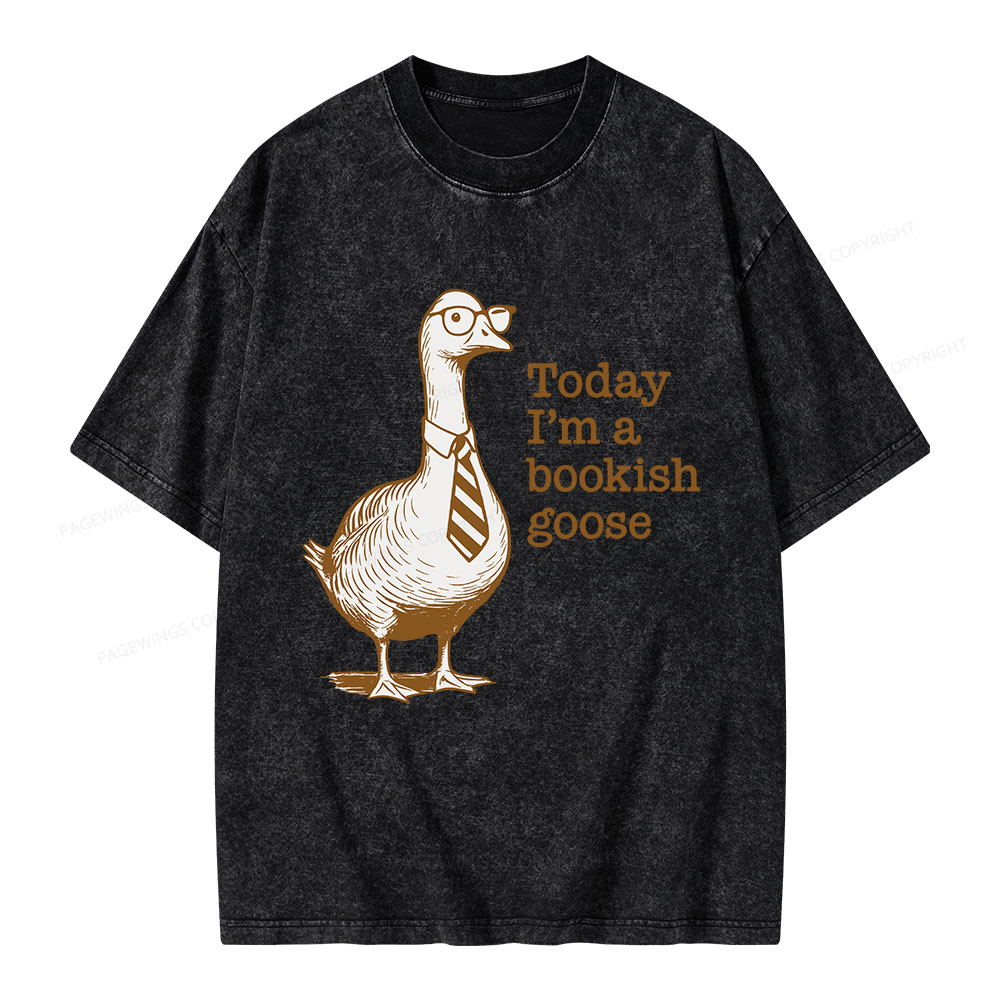 Pagewings Today I'm A Bookish Goose Unisex Washed T-shirt