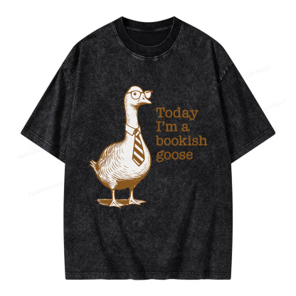 Pagewings Today I'm A Bookish Goose Unisex Washed T-shirt