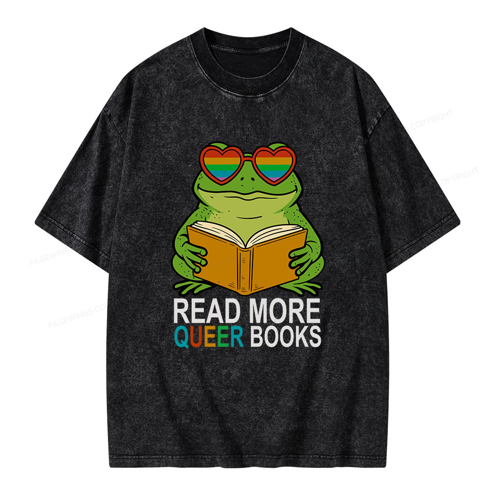 Pagewings Read More Queer Books Unisex Washed T-shirt