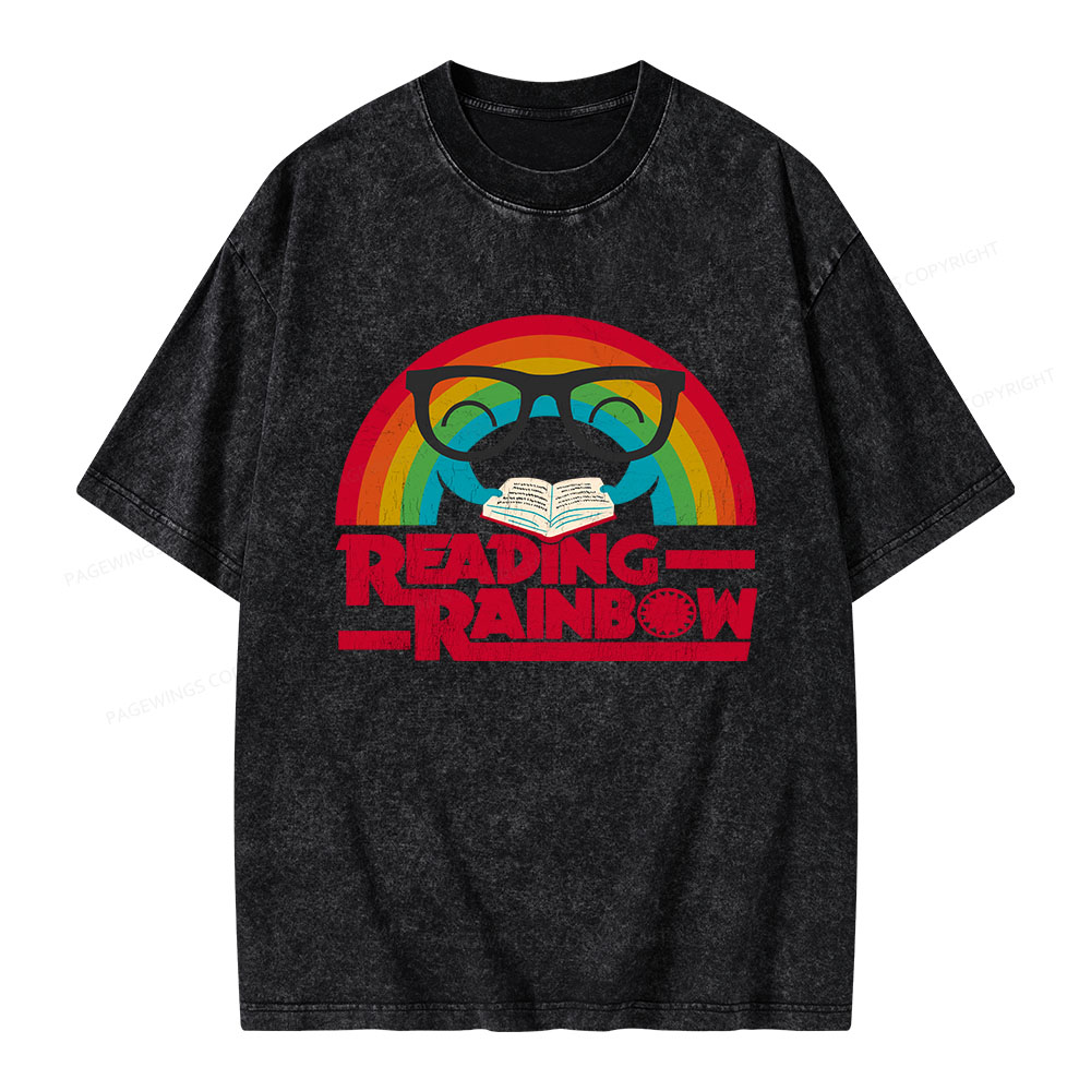Pagewings Reading Rainbow Unisex Washed T-shirt
