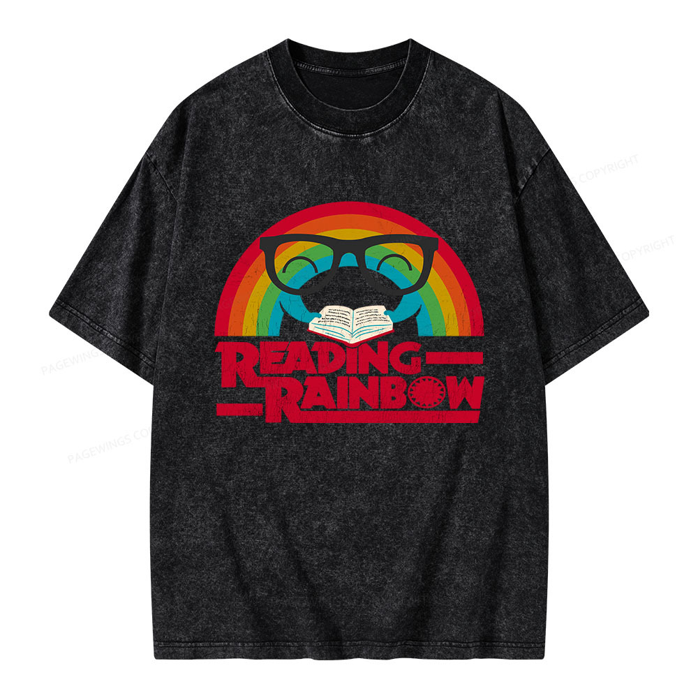Pagewings Reading Rainbow Unisex Washed T-shirt