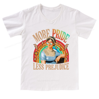 Pagewings More Pride Less Prejudice V-neck T-shirt