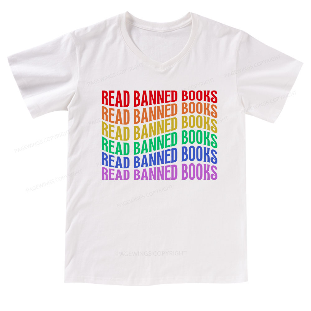 Pagewings Read Banned Books V-neck T-shirt