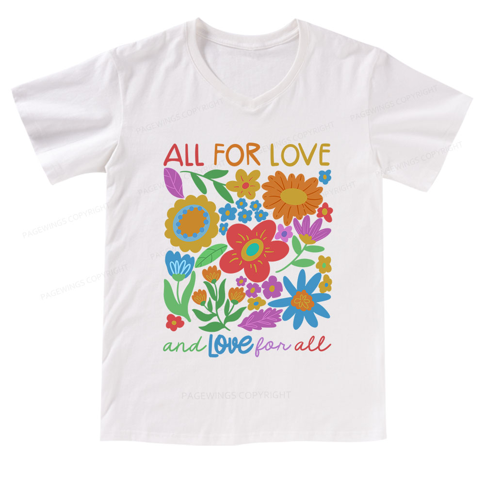 Pagewings All For Love  V-neck T-shirt