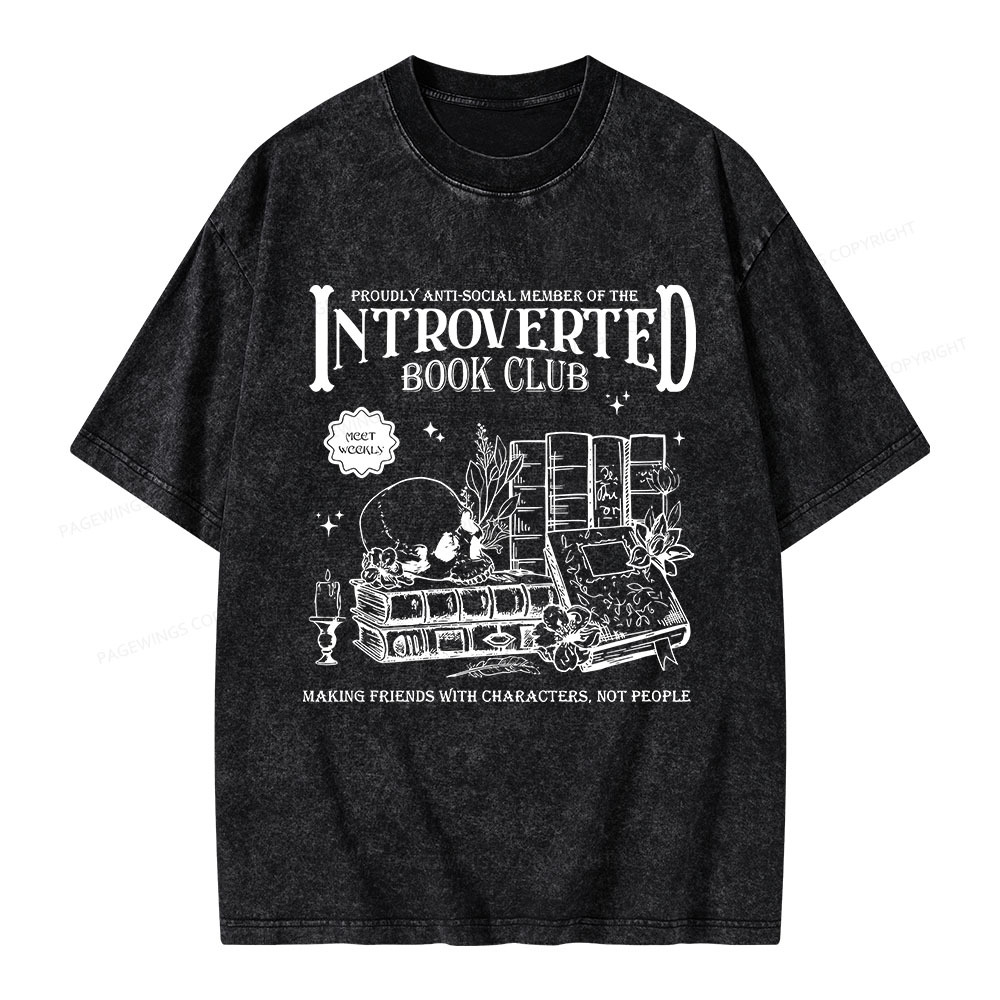 Pagewings Introverted Book Club Unisex Washed T-shirt