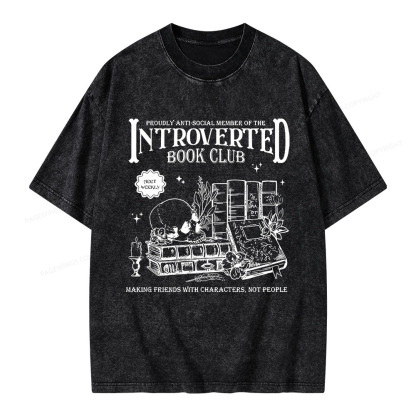 Pagewings Introverted Book Club Unisex Washed T-shirt