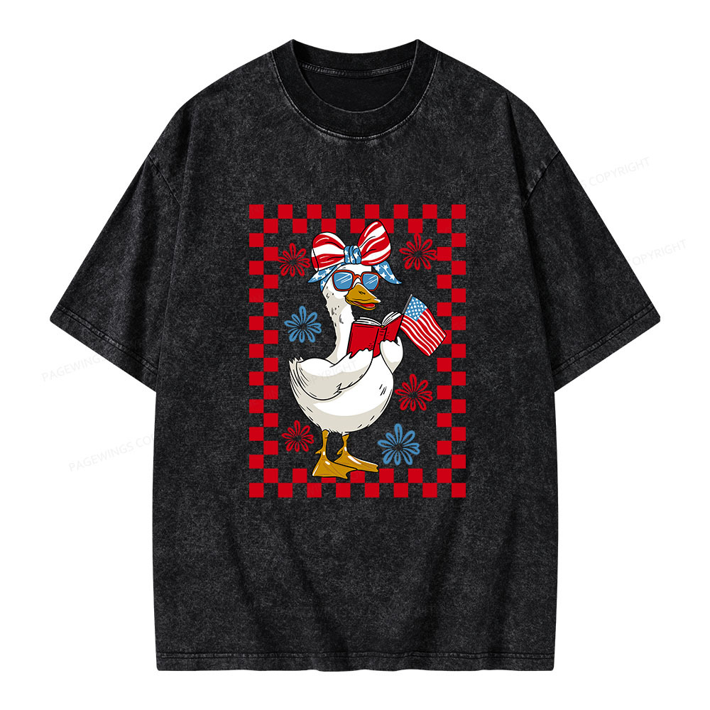 Pagewings 4th July Goose Unisex Washed T-shirt