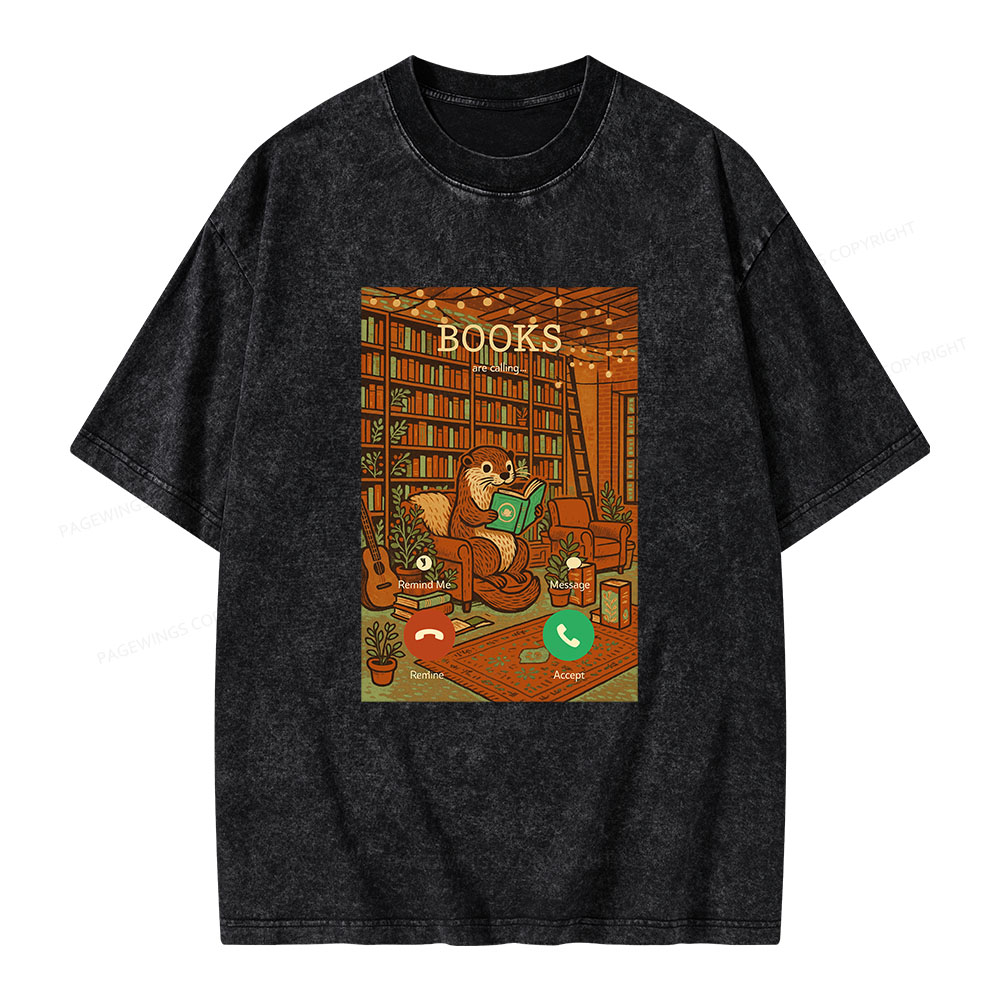 Pagewings Books Are Calling... Unisex Washed T-shirt