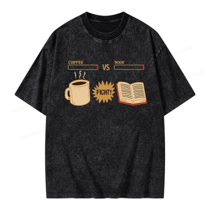 Pagewings Coffee Vs Book Unisex Washed T-shirt