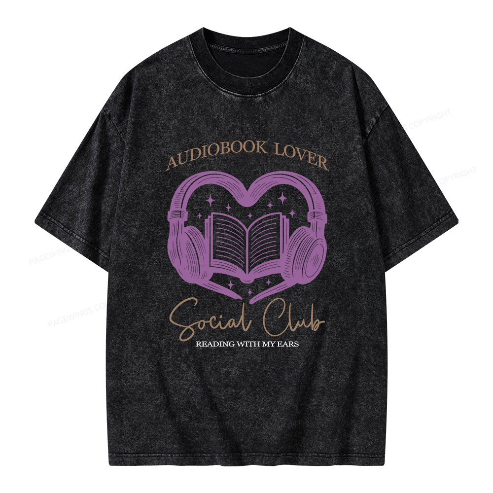 Pagewings Audiobook lover Social Club Unisex Washed T-shirt
