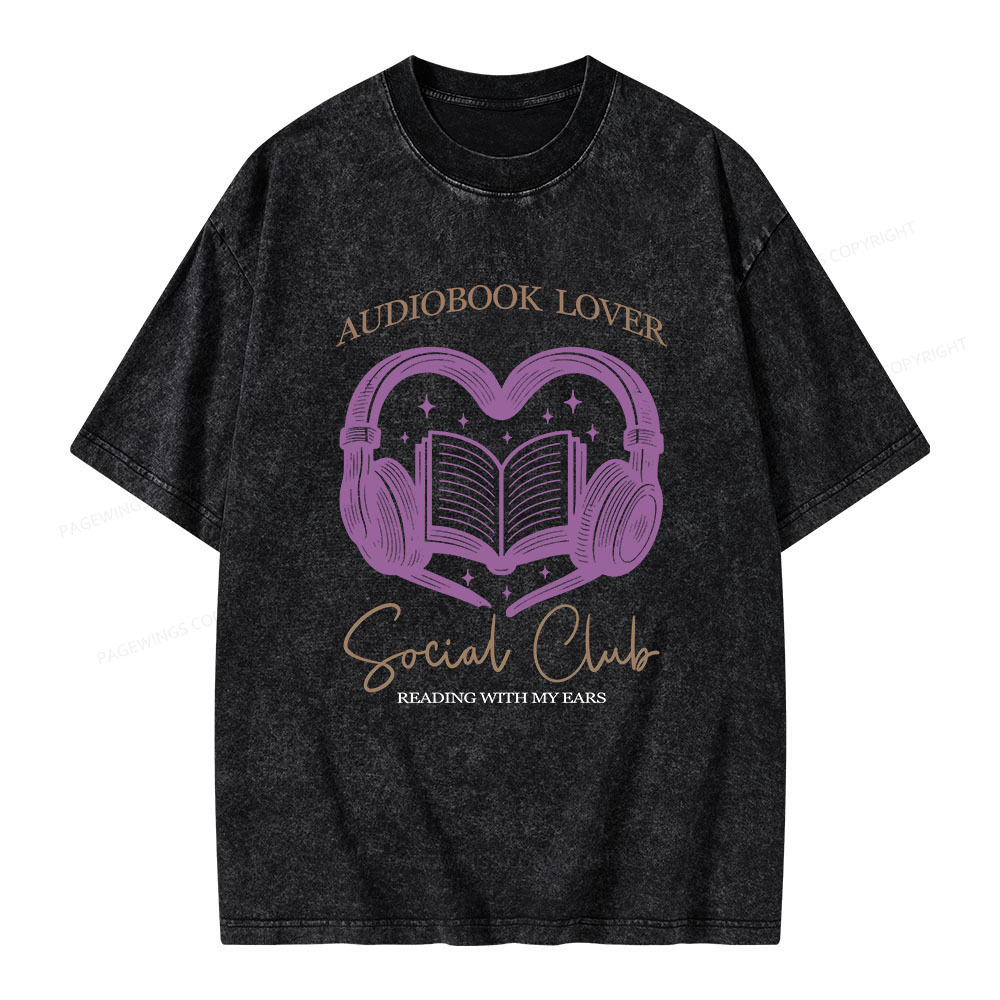 Pagewings Audiobook lover Social Club Unisex Washed T-shirt