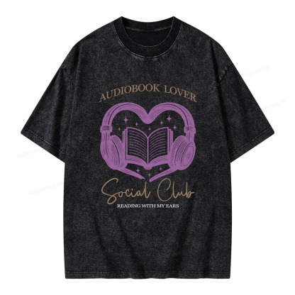 Pagewings Audiobook lover Social Club Unisex Washed T-shirt