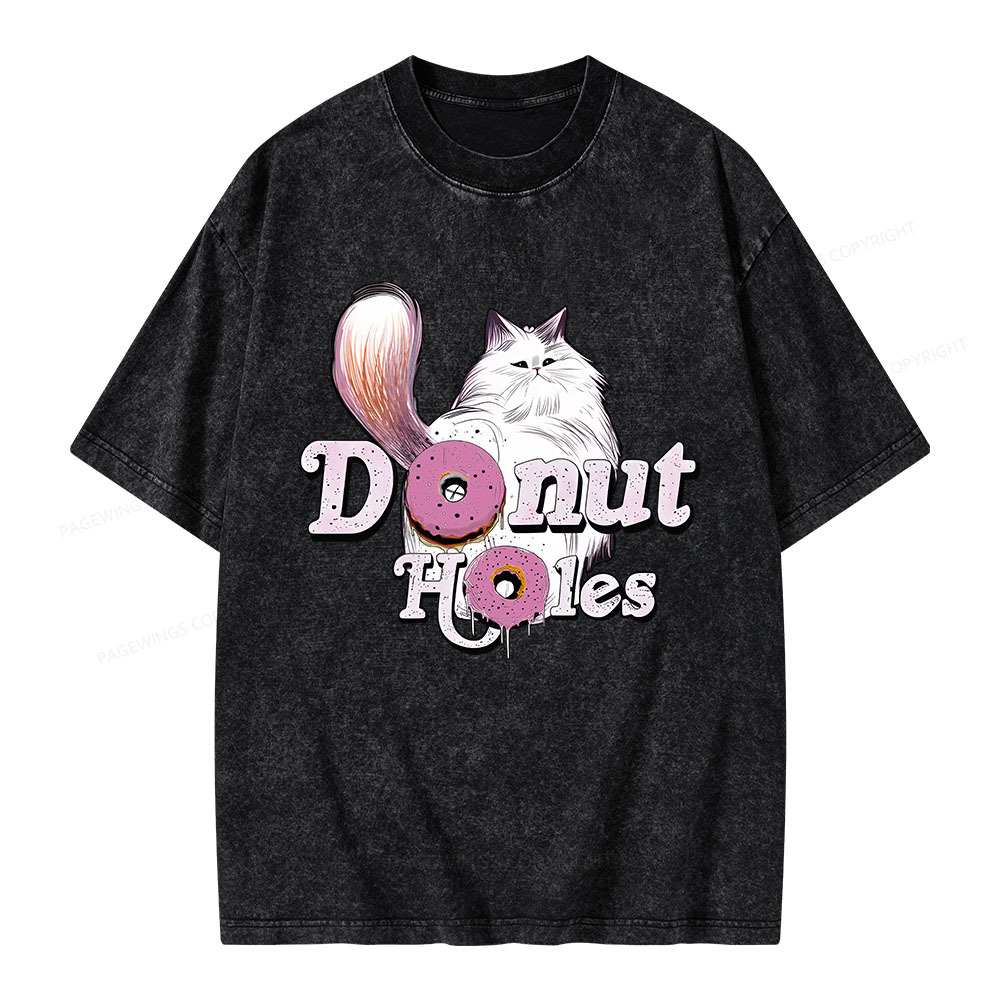 Pagewings Donut Cat Bookish Unisex Washed T-shirt