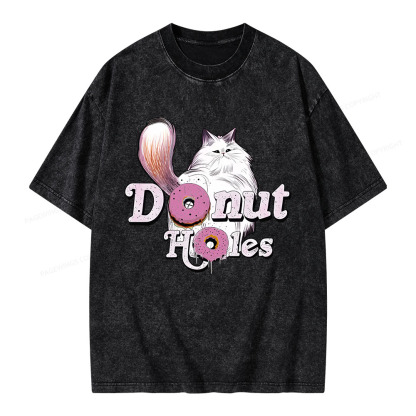 Pagewings Donut Cat Bookish Unisex Washed T-shirt