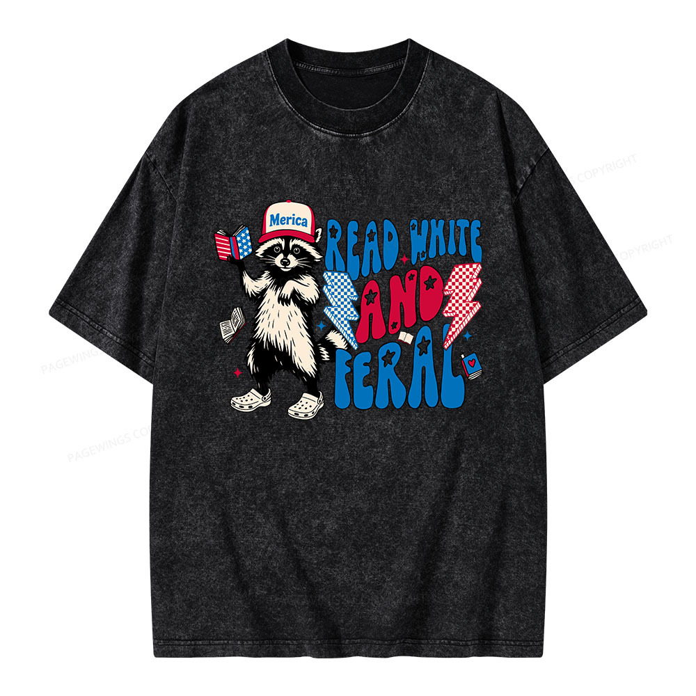 Pagewings 4th of July Raccoon Unisex Washed T-shirt