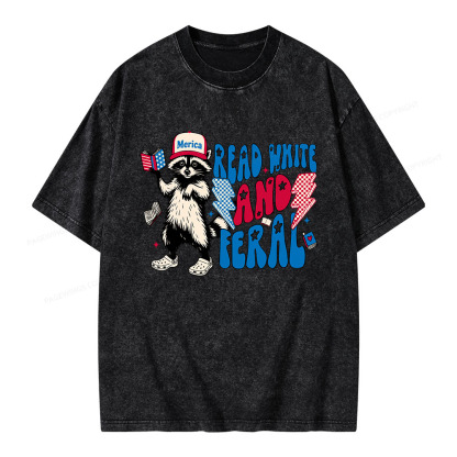 Pagewings 4th of July Raccoon Unisex Washed T-shirt